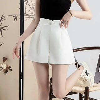 Buckle High Waisted Casual Wide Leg Shorts Phosgene