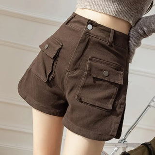 Casual Denim Shorts High Waist Stretch American Workwear Phosgene