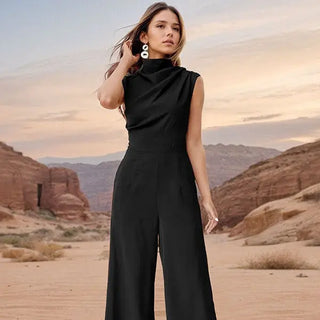 Casual Sleeveless Solid Color Wide Leg Jumpsuit Phosgene