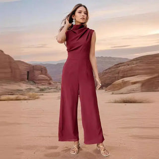 Casual Sleeveless Solid Color Wide Leg Jumpsuit Phosgene