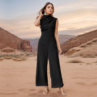 Casual Sleeveless Solid Color Wide Leg Jumpsuit Phosgene