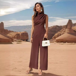 Casual Sleeveless Solid Color Wide Leg Jumpsuit Phosgene