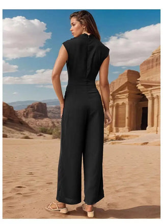 Casual Sleeveless Solid Color Wide Leg Jumpsuit Phosgene