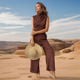 Casual Sleeveless Solid Color Wide Leg Jumpsuit Phosgene