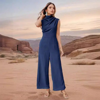 Casual Sleeveless Solid Color Wide Leg Jumpsuit Phosgene