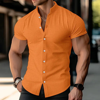 Cool Stand Collar European Size Handsome Summer Shirt Top Phosgene