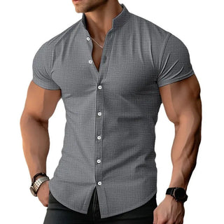 Cool Stand Collar European Size Handsome Summer Shirt Top Phosgene