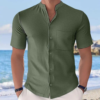 Cool Stand Collar European Size Handsome Summer Shirt Top Phosgene