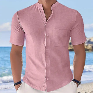 Cool Stand Collar European Size Handsome Summer Shirt Top Phosgene