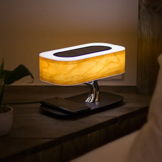 Creative Tree Light Table Lamp Bluetooth-Compatiable Music Speaker Bedside Light Dimmable Phone Wireless Charging Desk Lights Phosgene