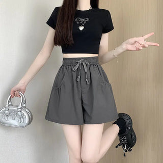 Design Elastic Waist Casual Shorts Phosgene