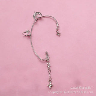 Diamond Four Awn Star Moon XINGX No Piercing Ear Hooks Phosgene