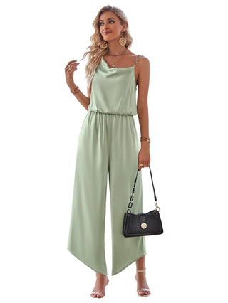 Fashion Casual Solid Color Suspender Waist Wide Leg Jumpsuit Phosgene