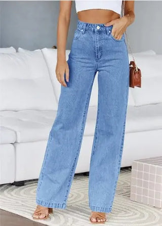 Fashion Women's Jeans Loose All-matching Straight Phosgene