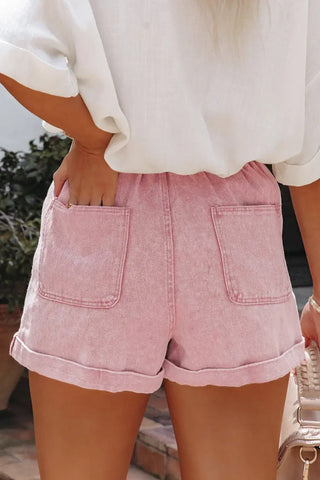 Fashionable And Versatile Washed High Waisted Shorts For Women Phosgene