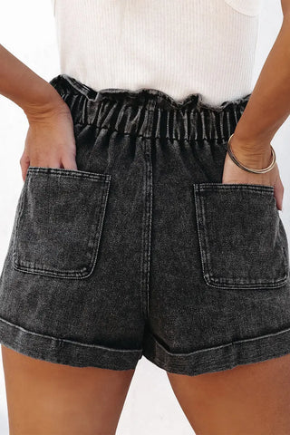 Fashionable And Versatile Washed High Waisted Shorts For Women Phosgene