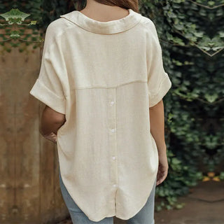 Female Casual And Comfortable Cotton Linen Shirt Phosgene