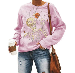 Female Halloween Printed Crew Neck Sweatshirt Phosgene