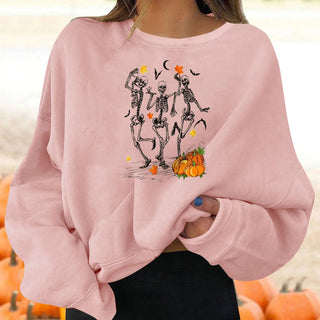 Female Halloween Printed Crew Neck Sweatshirt Phosgene