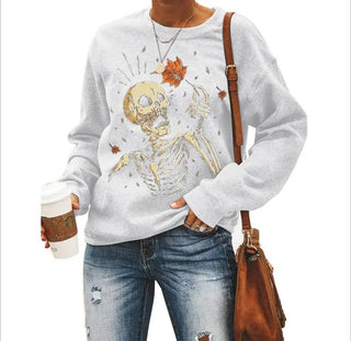 Female Halloween Printed Crew Neck Sweatshirt Phosgene