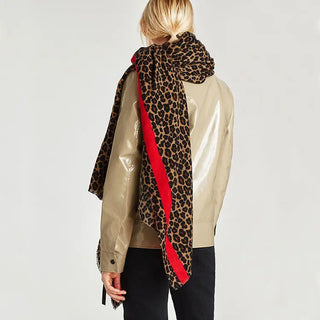 Festive Red Classic Leopard Pattern Imitation Cashmere Autumn And Winter Thick Warm Talma Phosgene