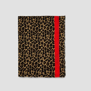 Festive Red Classic Leopard Pattern Imitation Cashmere Autumn And Winter Thick Warm Talma Phosgene