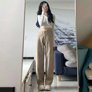 High Waist Wide Leg Jeans Ins Retro Loose Straight Mopping Pants Phosgene