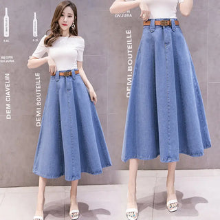 High Waisted Slimming Solid Color Patchwork Mid Length Skirt Phosgene