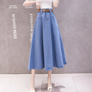 High Waisted Slimming Solid Color Patchwork Mid Length Skirt Phosgene