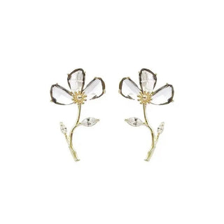 Japanese And Korean Gentle Super Immortal Flower Zircon Earrings With Small And Fresh Forest Series High Grade Earrings Phosgene