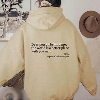 Letter Printing Versatile Casual Long Sleeve Pullover Loose Hooded Phosgene