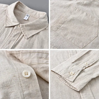 Long Linen Sleeves Casual All-matching Cotton Linen Shirt Phosgene