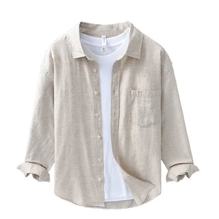 Long Linen Sleeves Casual All-matching Cotton Linen Shirt Phosgene