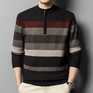 Men's Contrasting Striped Pure Wool Knitted Sweater Phosgene