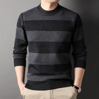 Men's Fashion Colorblock High Round Neck Knitwear Sweater Phosgene