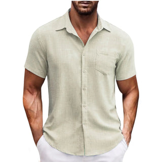 Men's Lapel Pocket Short Sleeve Casual Shirt Phosgene