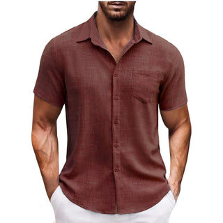 Men's Lapel Pocket Short Sleeve Casual Shirt Phosgene