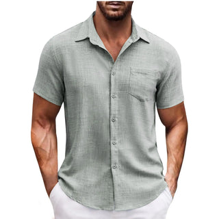 Men's Lapel Pocket Short Sleeve Casual Shirt Phosgene