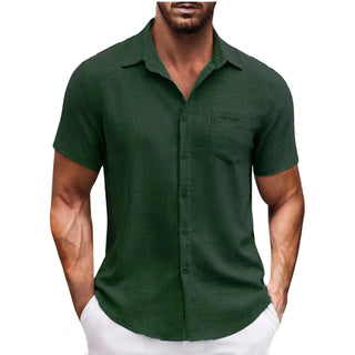 Men's Lapel Pocket Short Sleeve Casual Shirt Phosgene