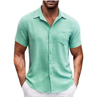 Men's Lapel Pocket Short Sleeve Casual Shirt Phosgene