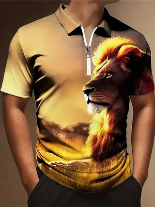 Men's Print Breathable Fashion Polo Shirt Top Phosgene