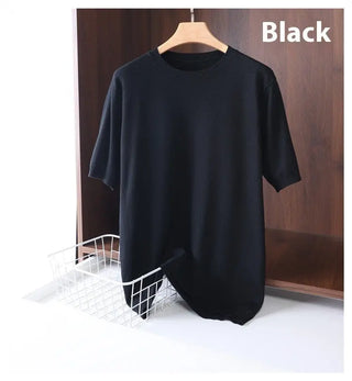 Men's Round Neck Pullover Thin Knitwear Short Sleeve Top Phosgene