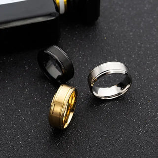 Mens Wedding Rings Black Sliver Gold Pure 8MM Rings Phosgene