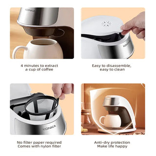 New Coffee Machine Fully Automatic Home Office Mini American Small Portable Coffee Maker Phosgene