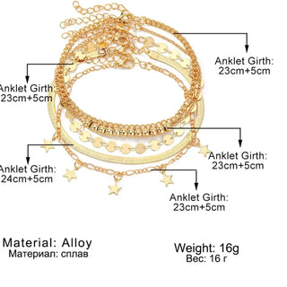 New Cuban Link Chain Anklet Multi-layer XINGX Wafer Beach Women Phosgene