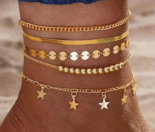 New Cuban Link Chain Anklet Multi-layer XINGX Wafer Beach Women Phosgene