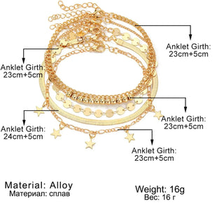 New Cuban Link Chain Anklet Multi-layer XINGX Wafer Beach Women Phosgene