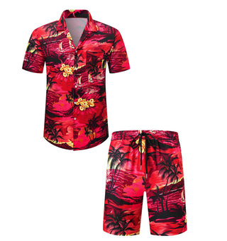 Summer Men's Shirt Top Digital Printing Short Sleeve Suit Phosgene