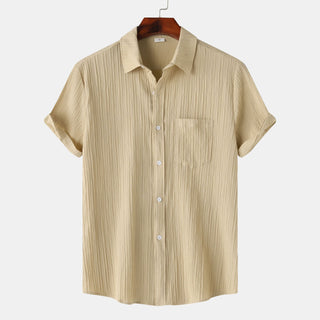 Men's Solid Color Polo Collar Short Sleeve Shirt Phosgene