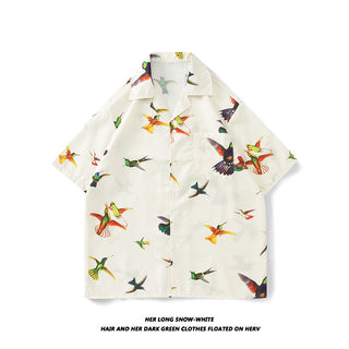 Men's And Women's Retro Hong Kong Style Beach Printed Shirt Phosgene